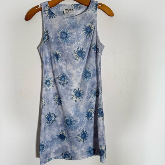 Y2K Blue Floral Mini Dress 90s Boho Fairy Soft Girl Vintage S - Picture 3 of 10
